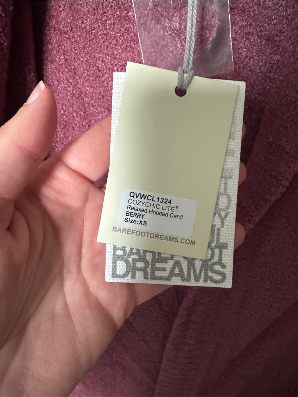 ✴️NWT✴️ Barefoot Dreams Open-Front Hooded Cardigan in Berry - Picture 3 of 6